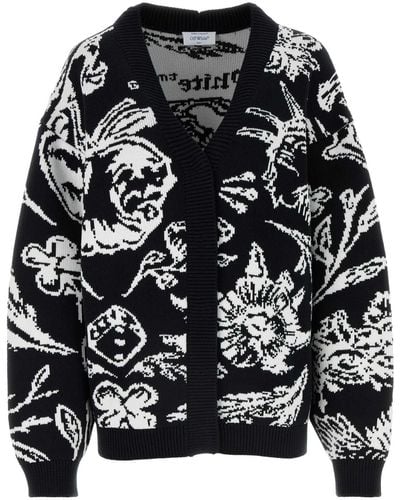 Off-White c/o Virgil Abloh Tattoo Graphic-pattern Cotton-blend Cardigan - Black