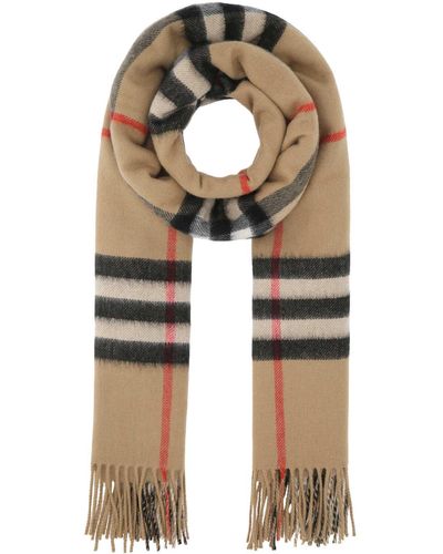 Burberry Embroidered Cashmere Scarf - Natural
