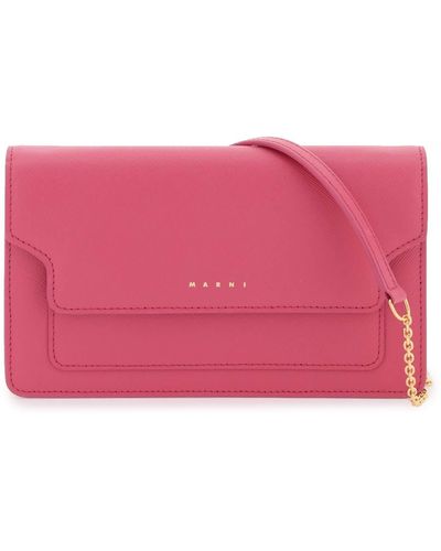 Marni Wallet With Shoulder Strap - Pink