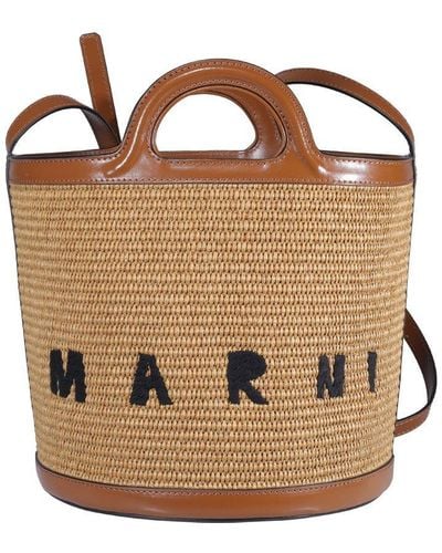 Marni Logo Embroidered Bucket Bag - Black