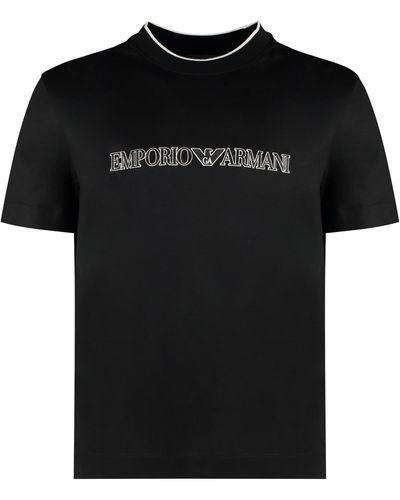 Emporio Armani Blend Cotton Crew-Neck T-Shirt - Black