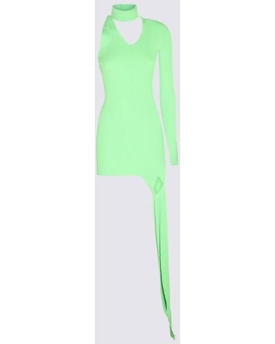 David Koma Neon Asymmetric Mini Dress - Green