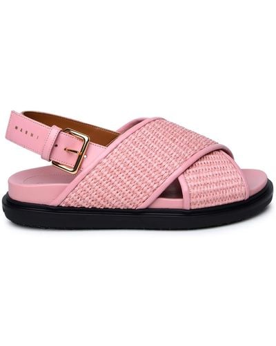 Marni Pink Leather Blend Sandals