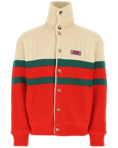 Gucci Wool Padded Cardigan - Red