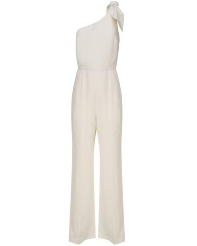 Chloé One-Shoulder Linen Canvas Jumpsuit With Decorative Bow - White