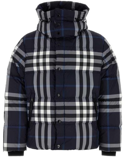 Burberry Printed Polyester Down Jacket - Blue