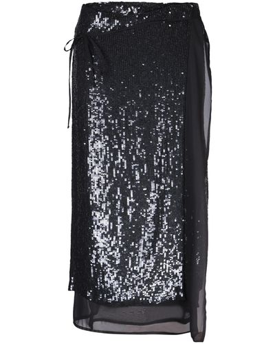 P.A.R.O.S.H. Sequined Midi Skirt - Black