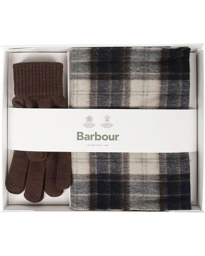 Barbour Tartan Scarf Glove Gift Set - Gray