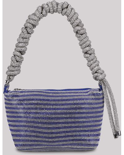 Kara Crystal Mesh Phone Cord Shoulder Bag - Blue
