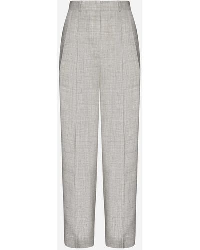 Totême Viscose And Linen-blend Tailored Pants - Gray