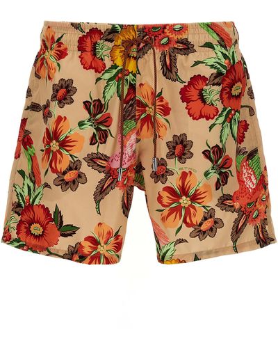 Etro Floral Printed Swimsuit Beachwear - Orange