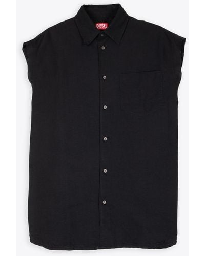 DIESEL S-Simens Linen Blend Sleeveless Shirt - Black