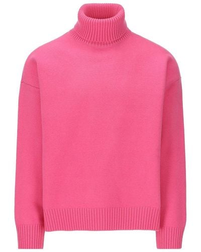 Gucci Logo Tag Turtleneck Sweater - Pink