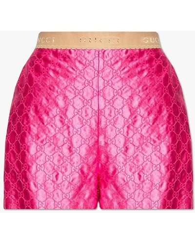 Gucci Monogrammed Silk Shorts - Pink