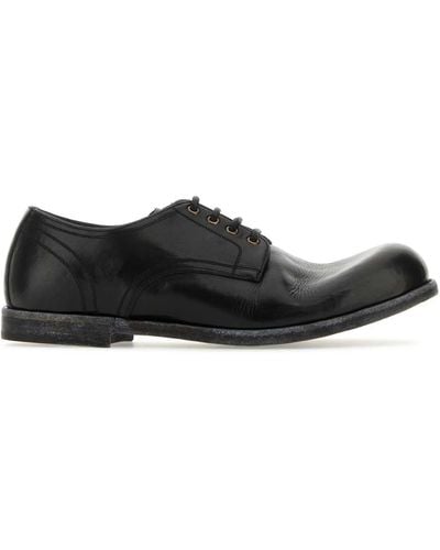 Dolce & Gabbana Leather Lace-Up Shoes - Black