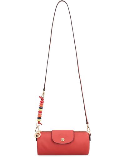 Longchamp S Le Pliage Xtra Leather Crossbody Bag - Red