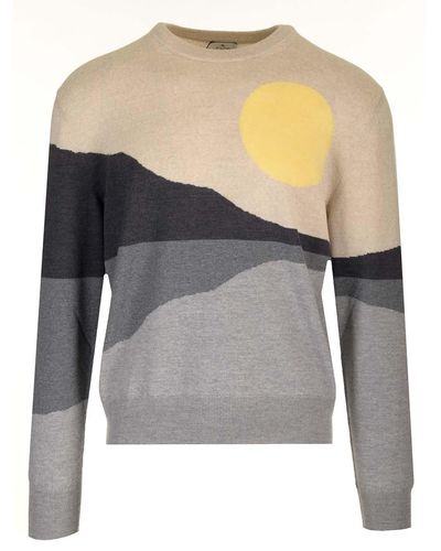 Etro Sunset Pattern Knitted Jumper - Grey