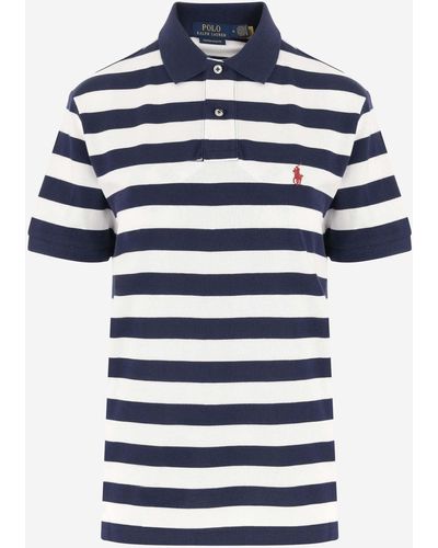 Ralph Lauren Slim Fit Horizontal Striped Polo Shirt - Blue