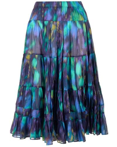 Isabel Marant "alfa" Printed Cotton Skirt - Blue
