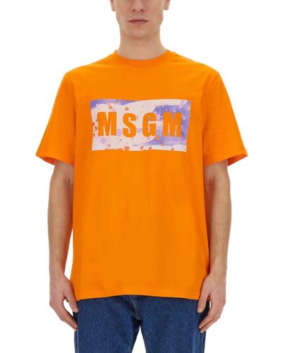 MSGM T-Shirt With Logo - Orange