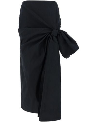 Alexander McQueen Bow-embellished Slim-fit Woven Midi Skirt - Black