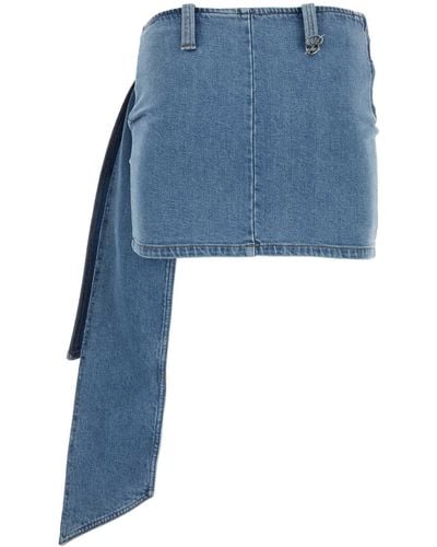 Blumarine Stretch Denim Mini Skirt - Blue
