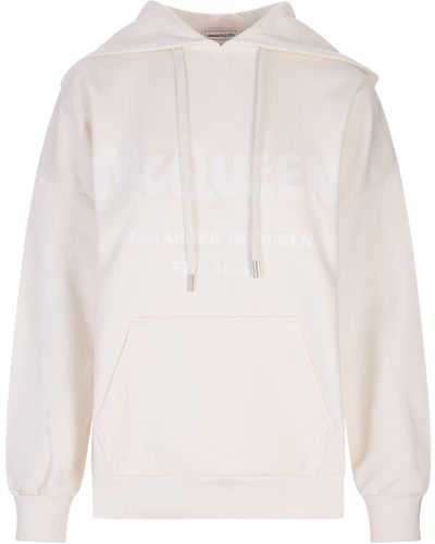 Alexander McQueen Calico Mcqueen Graffiti Hoodie - White