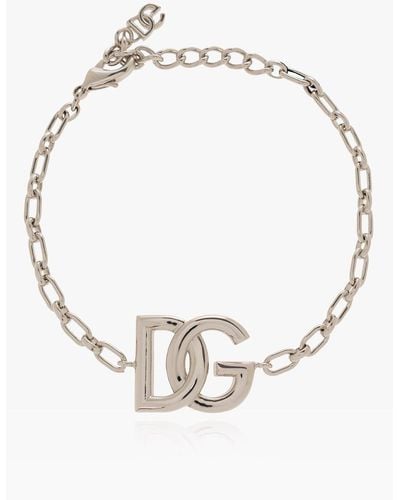 Dolce & Gabbana Logo Chain-link Bracelet - White