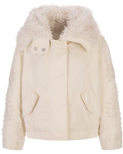 Ermanno Scervino Jacket With Embroidery On Sleeves - White