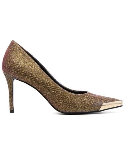 Versace Jeans Couture 90mm Contrast-toe Glittered Pumps - Metallic