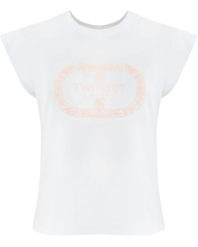 Twin Set T-Shirt With Logo Embroidery - White