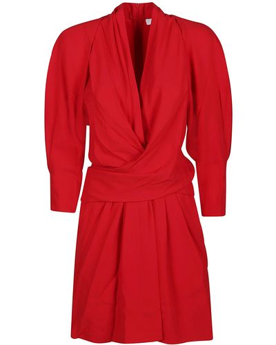 IRO Katie V-Neck Cut-Out Mini Dress - Red