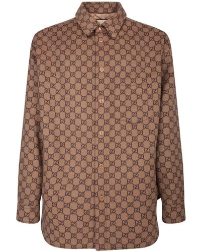 Gucci Gg All-Over Overshirt - Brown