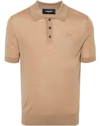 DSquared² Beige Virgin Wool Polo Shirt - Natural