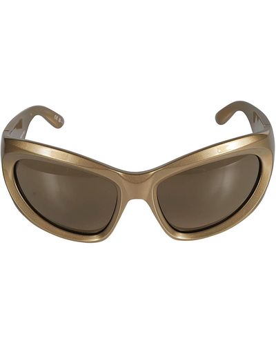 Balenciaga Metallic Frame Logo Embossed Sunglasses - Gray