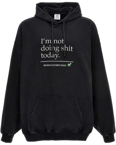 Vetements Not Doing Shit Today Hoodie Sweatshirt - Black