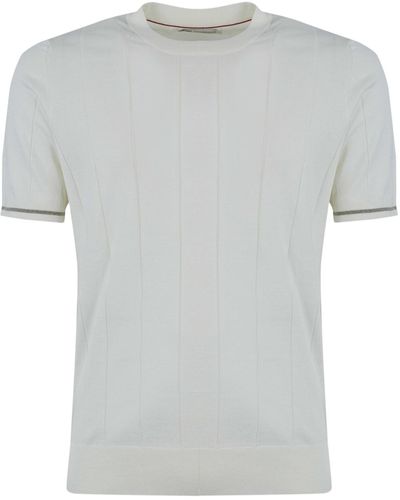 Brunello Cucinelli T-shirt With Ribbed Detail - Multicolor