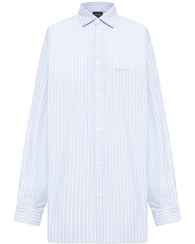 Balenciaga Asymmetric Shirt Cotton Stripe Poplin - White