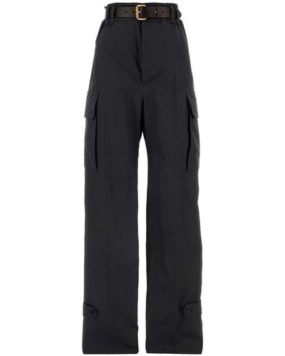 Saint Laurent Saint Lauren Twill Belted Trousers - Black