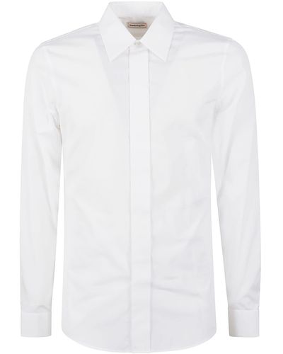 Alexander McQueen Round Hem Plain Slim Shirt - White