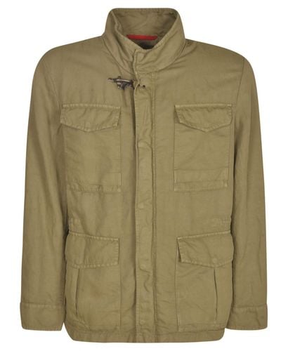Fay Multi-Cargo Buttoned Jacket - Green