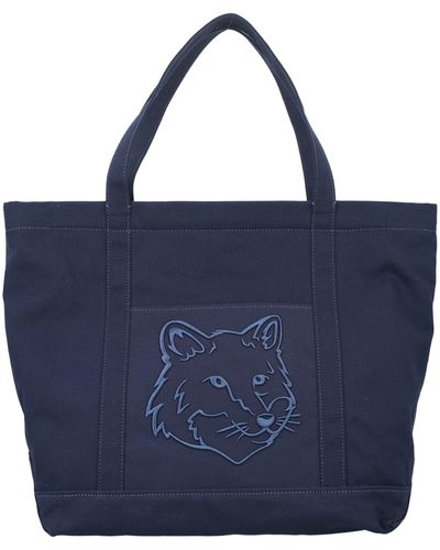 Maison Kitsuné Fox Head Large Tote - Blue