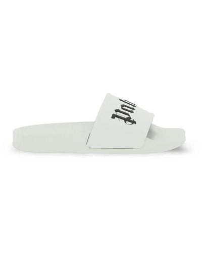 Palm Angels Logo-embossed Moulded-footbed Rubber Sliders - White