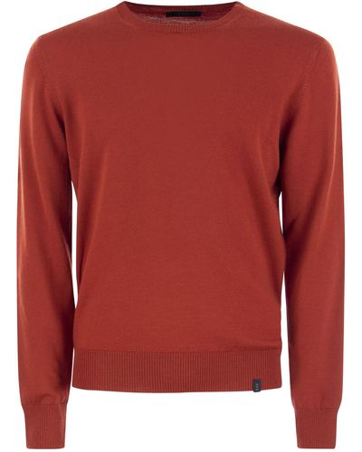 Fay Wool Crew-Neck Pullover - Red