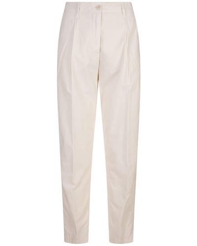 Aspesi Natural Cotton Poplin Chino Trousers - White