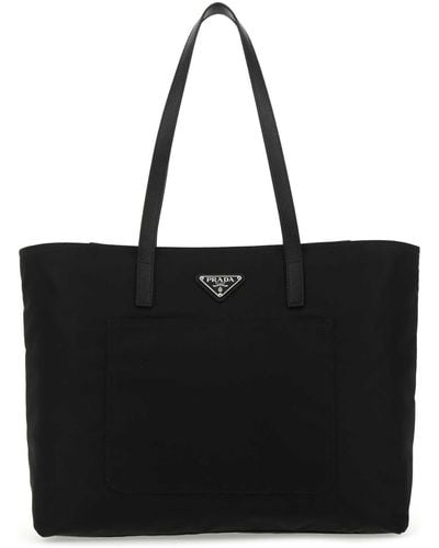 Prada Nylon Shopping Bag - Black