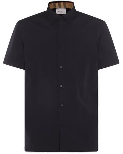 Burberry Navy Blue Cotton Shirt - Black