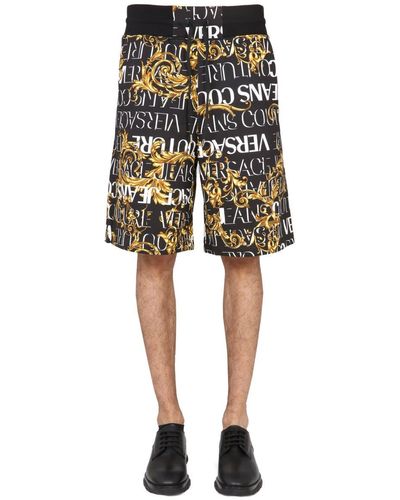 Versace Bermuda Shorts With Garland Print - Black