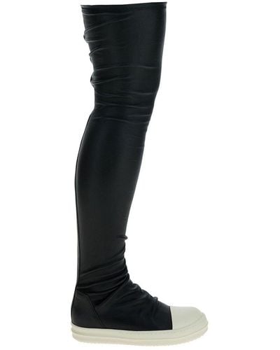 Rick Owens Knee High Sotcking Trainers In Black Leather