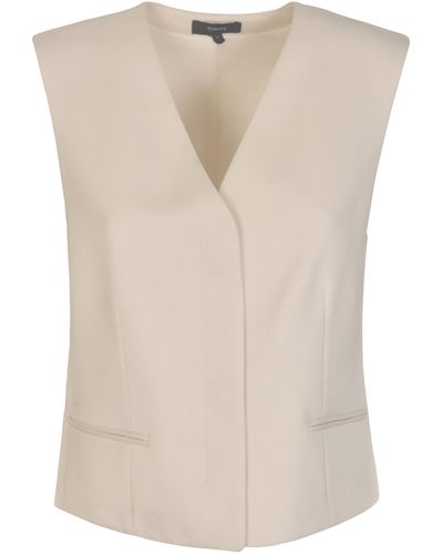 Theory Oxford Crepe Gilet - Natural